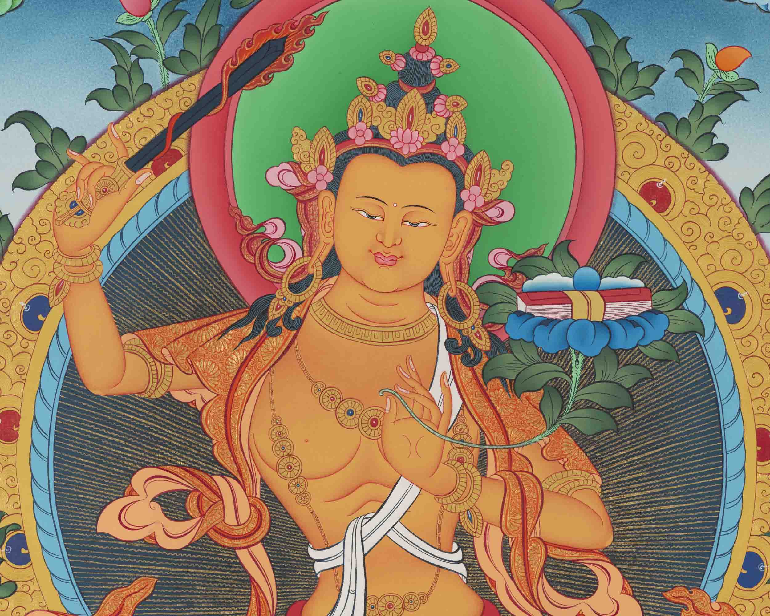 Hand-painted Manjushree Thangka | Wall Decoration Painting