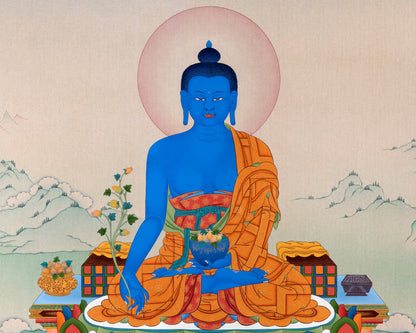 Medicine Buddha Thangka | Hand Painted Tibetan Art