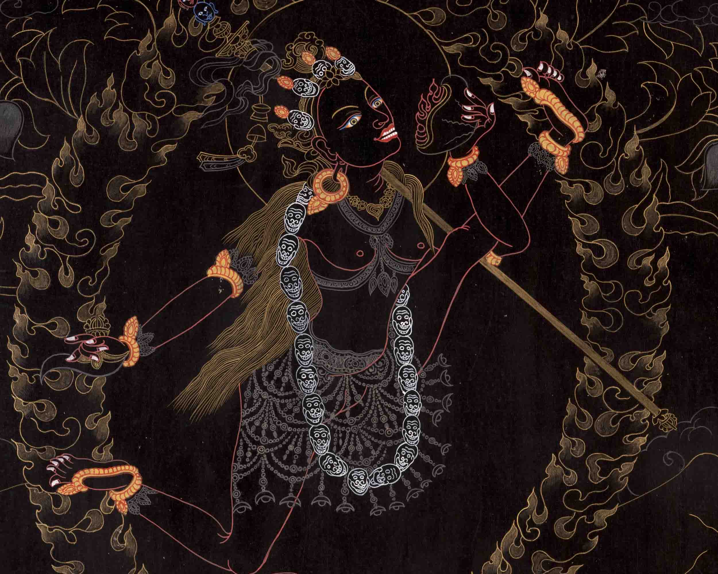 Vajrayogini in Black Themed Digital Prints | Tibetan Wall Decoration