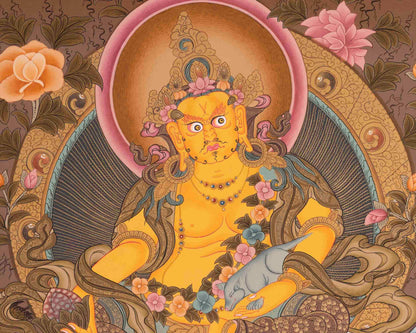 Dzambhala Tibetan Thangka | Religious Buddhist Art | Wall Decors