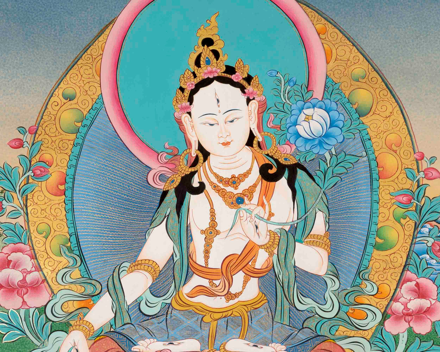 White Tara Thangka Painting | Religious Buddhist Art | Wall Decors