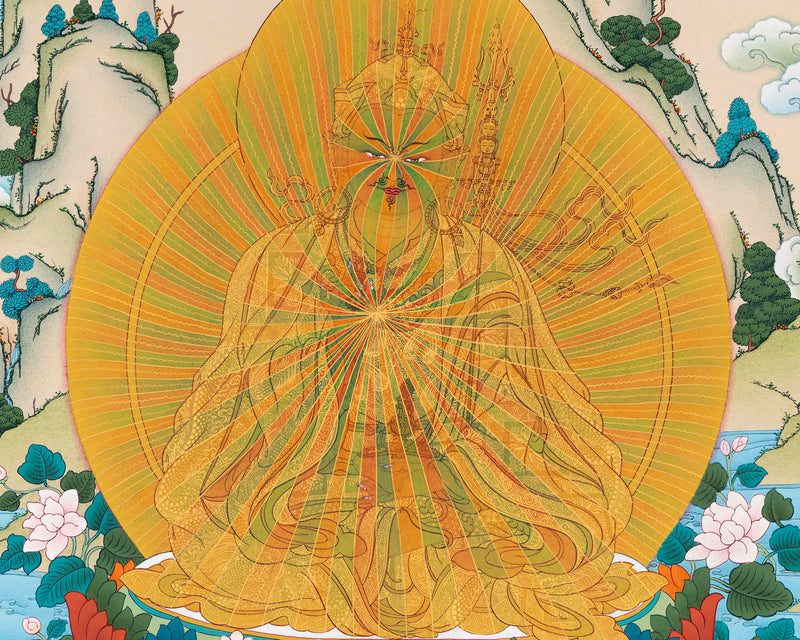 Guru Rinpoche (Padmasambhava)  | Guru Rainbow Body | Tibetan Buddhist Thangka