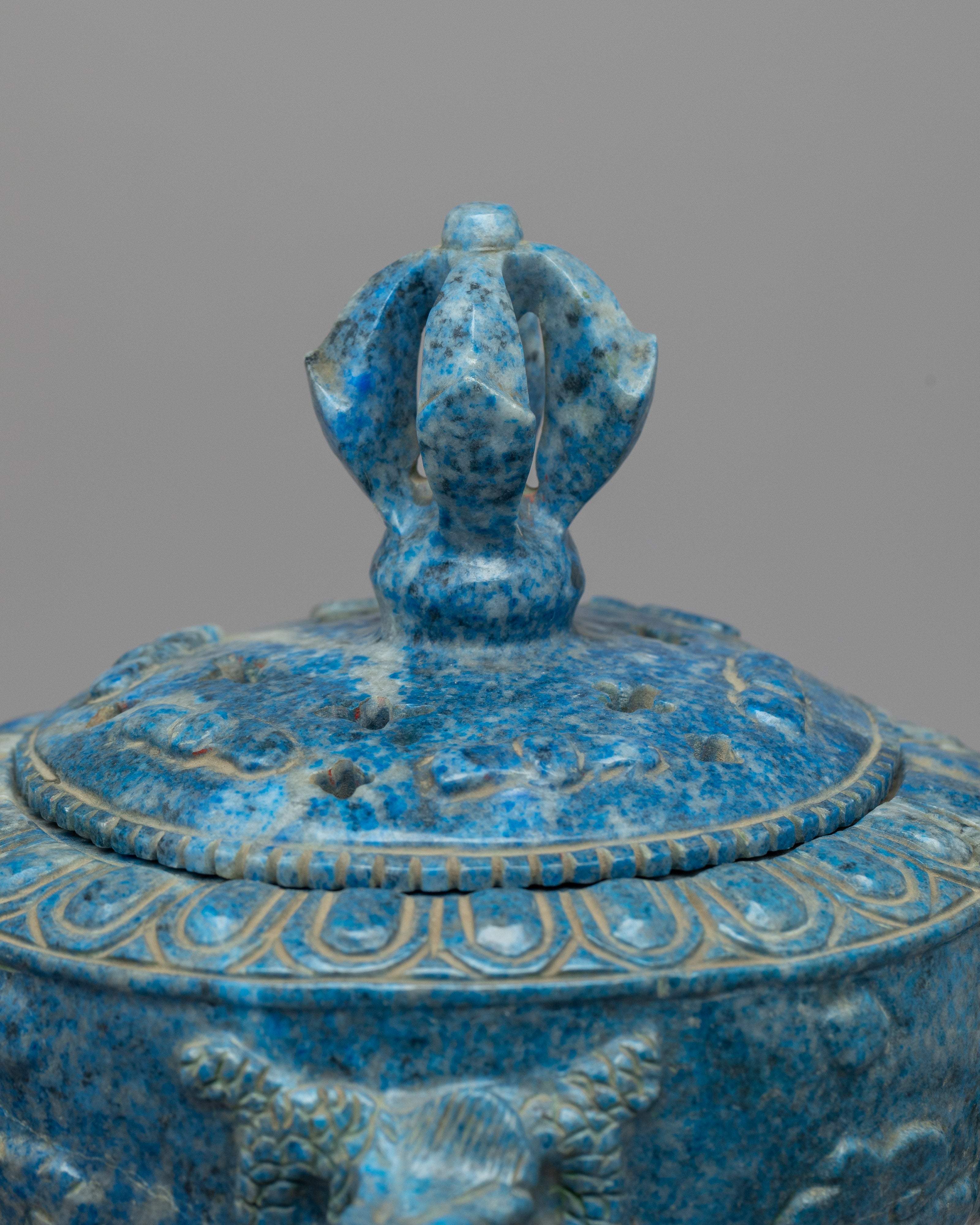 Lapis Lazuli Standing Incense Burner  | Handcrafted Buddhist Burner for Meditation