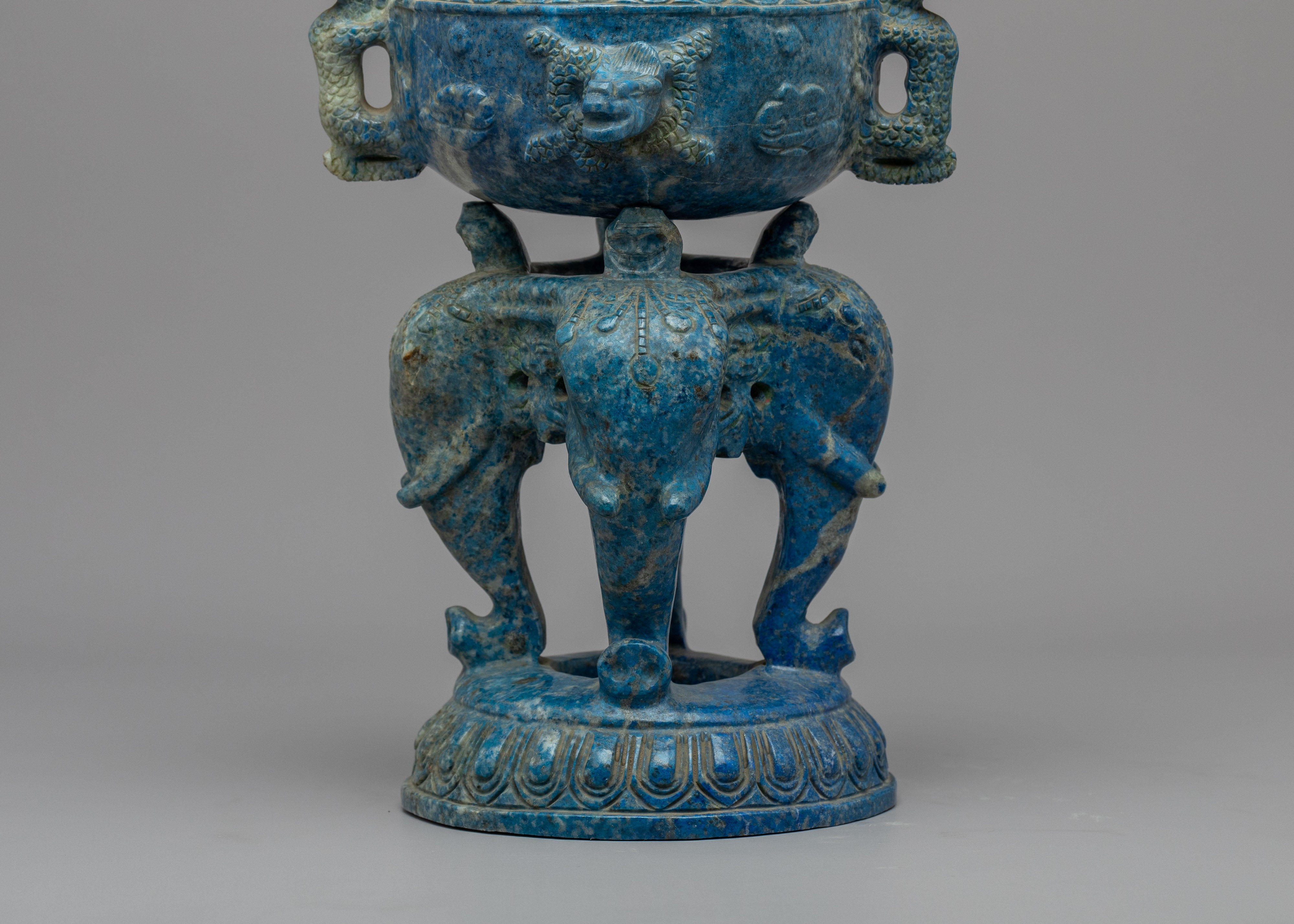 Lapis Lazuli Standing Incense Burner  | Handcrafted Buddhist Burner for Meditation
