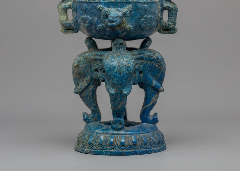 Blue Stone Incense Burner | Handcrafted Buddhist Burner for Meditation