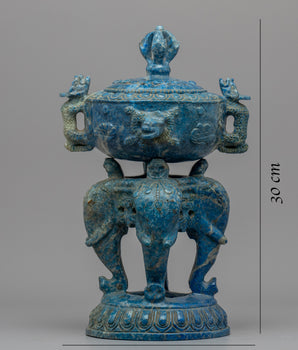 Lapis Lazuli Standing Incense Burner  | Handcrafted Buddhist Burner for Meditation