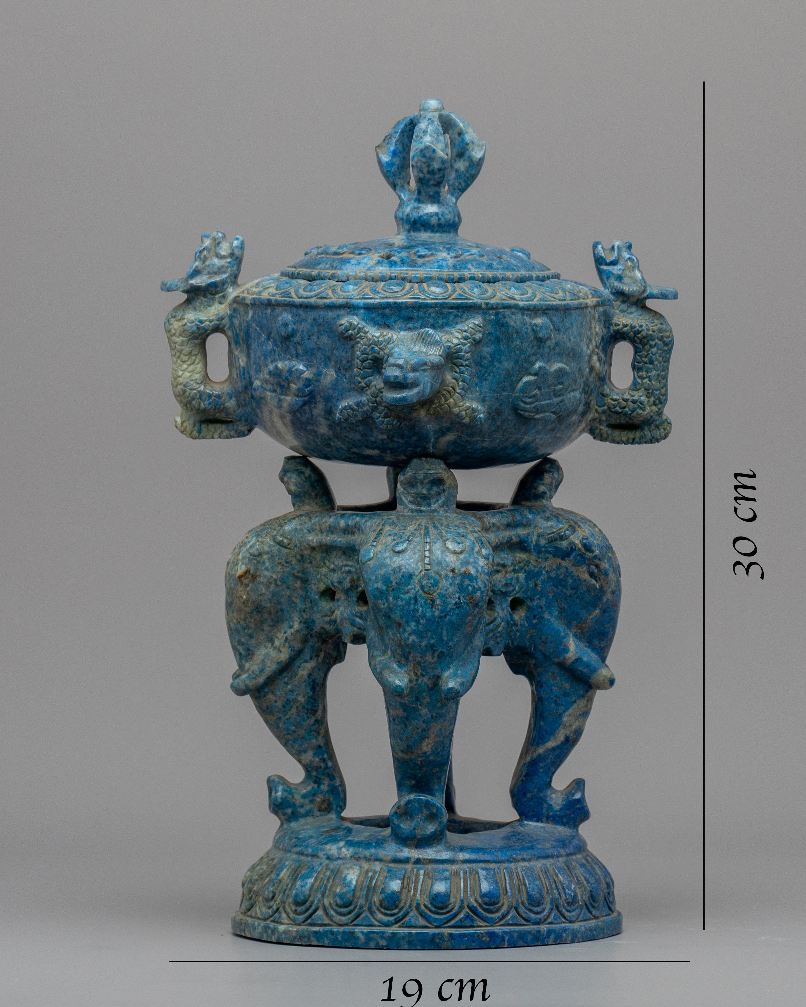 Lapis Lazuli Standing Incense Burner  | Handcrafted Buddhist Burner for Meditation