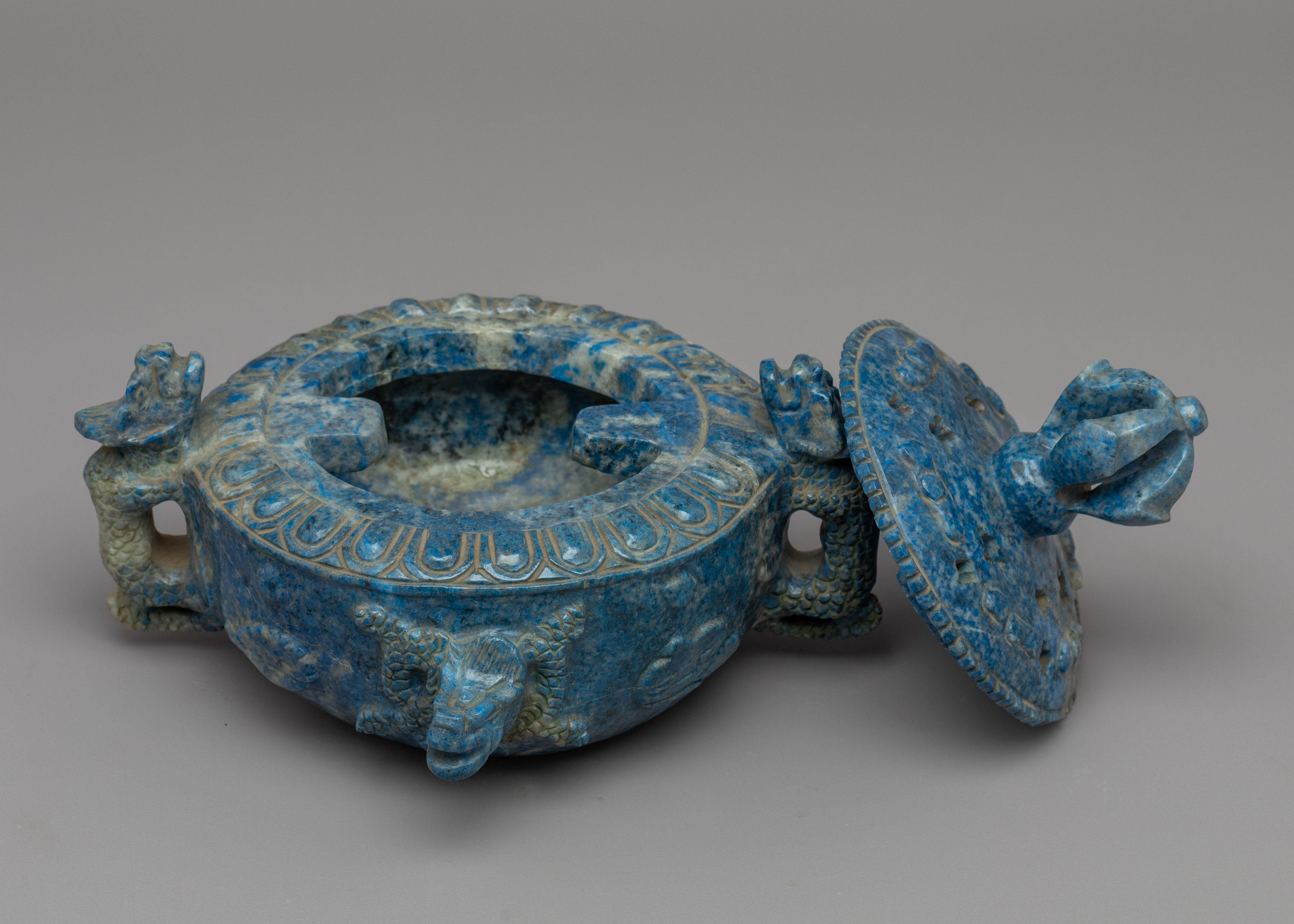 Lapis Lazuli Standing Incense Burner  | Handcrafted Buddhist Burner for Meditation