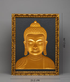 Wooden Buddha Head Thangka | 24k Gold Plated on Deity Head