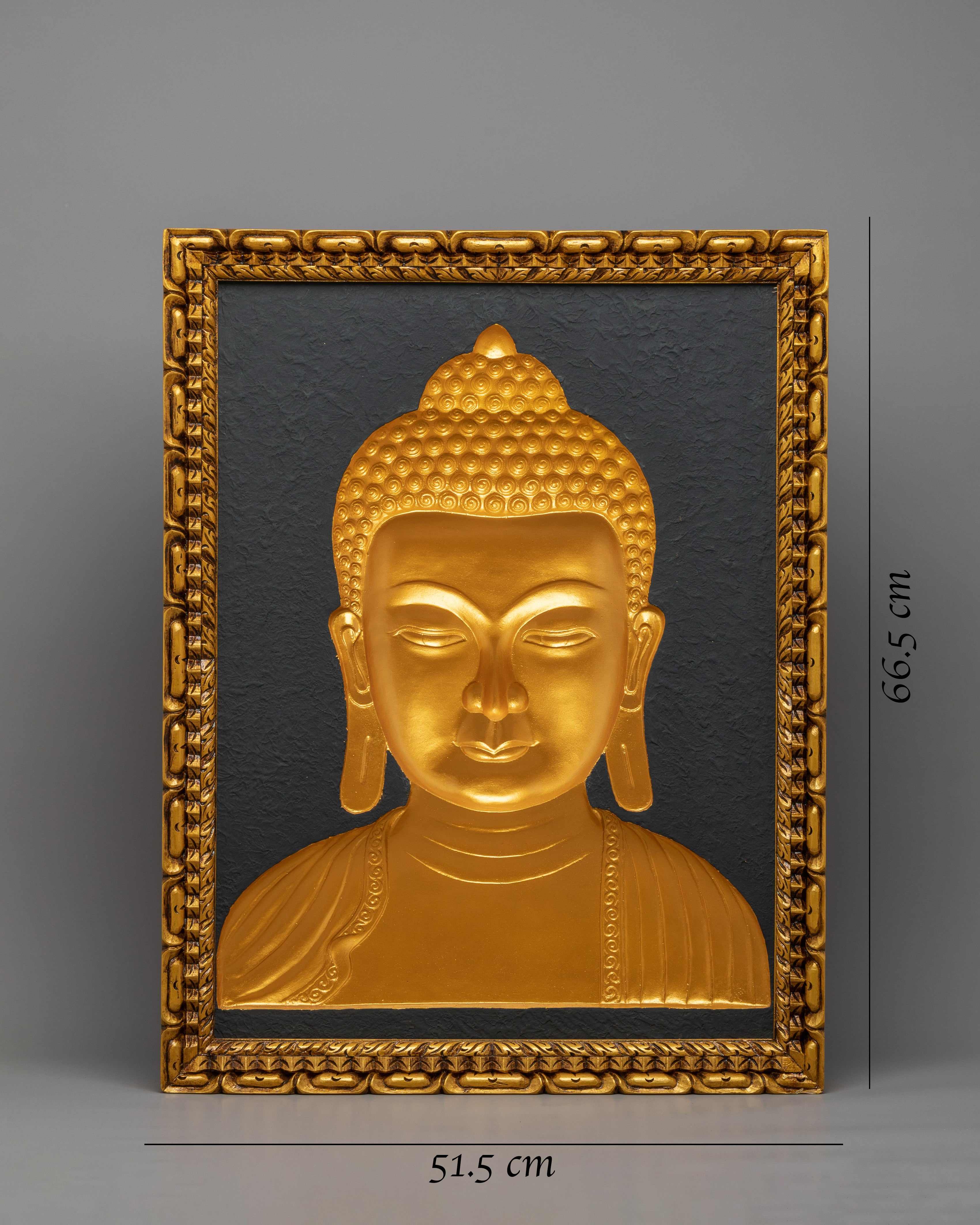 Wooden Buddha Head Thangka | 24k Gold Plated on Deity Head