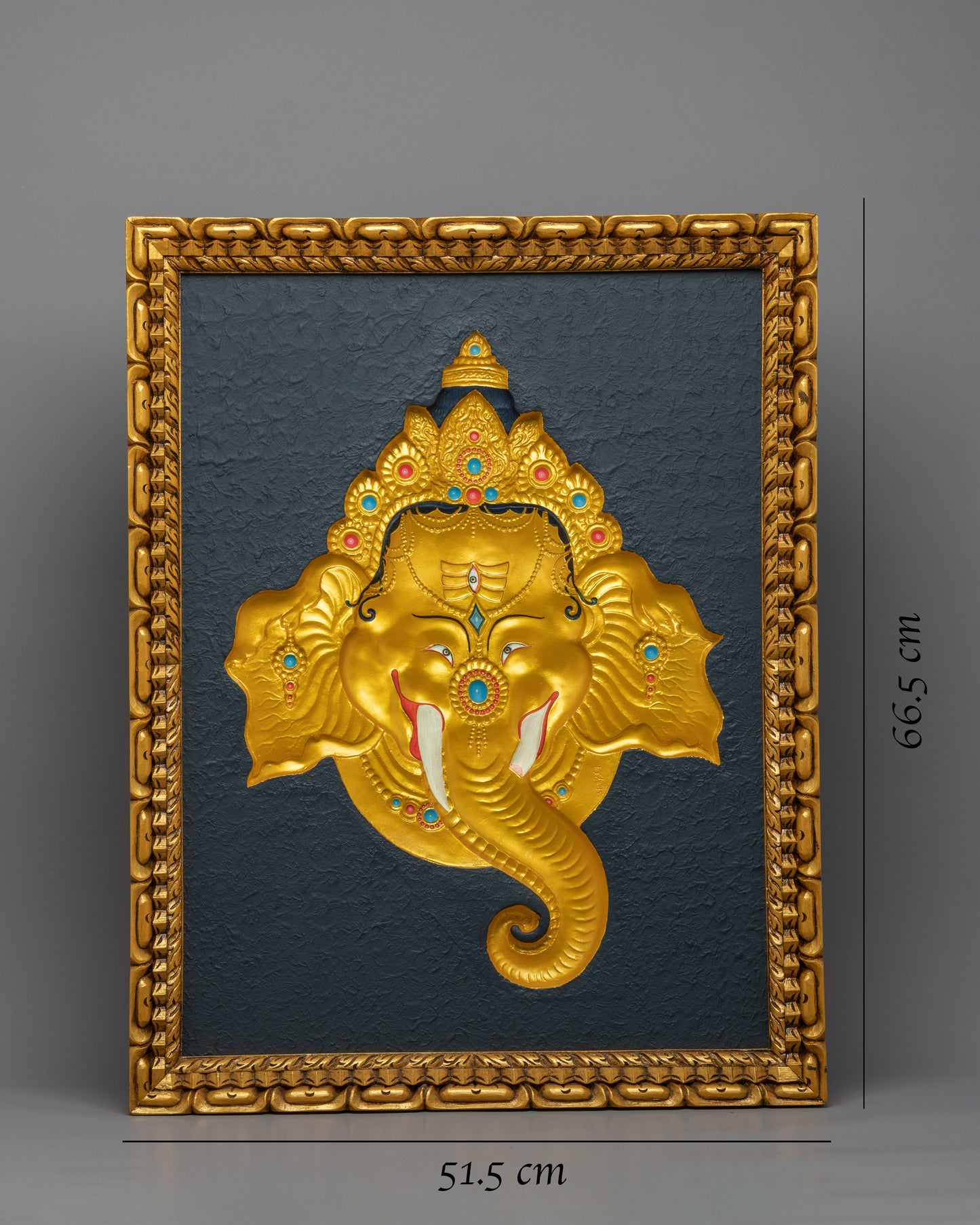 Ganesh Head Wooden Thangka | Wall Hanging Art