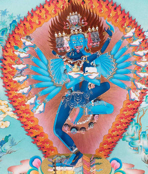 Hevajra With Eight Dakinis Thangka | Tibetan Vajrayana Print