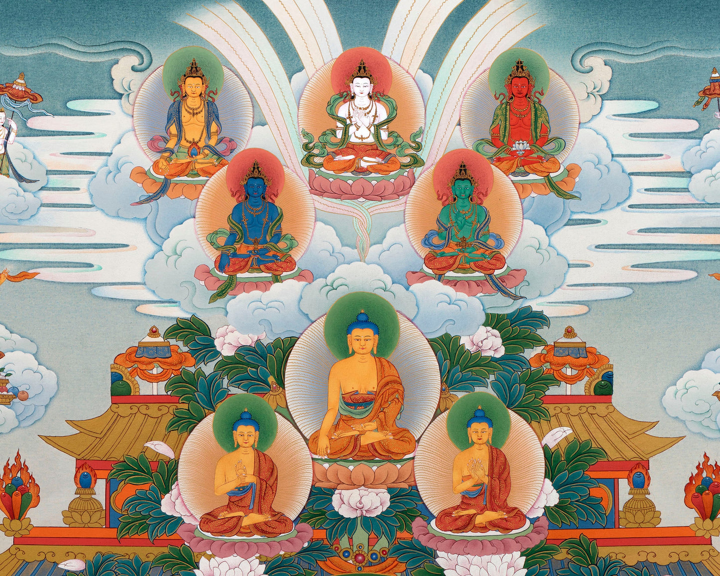 Buddha Amitabha Pureland Thangka, High Quality Giclee Canvas Print, Digital Print