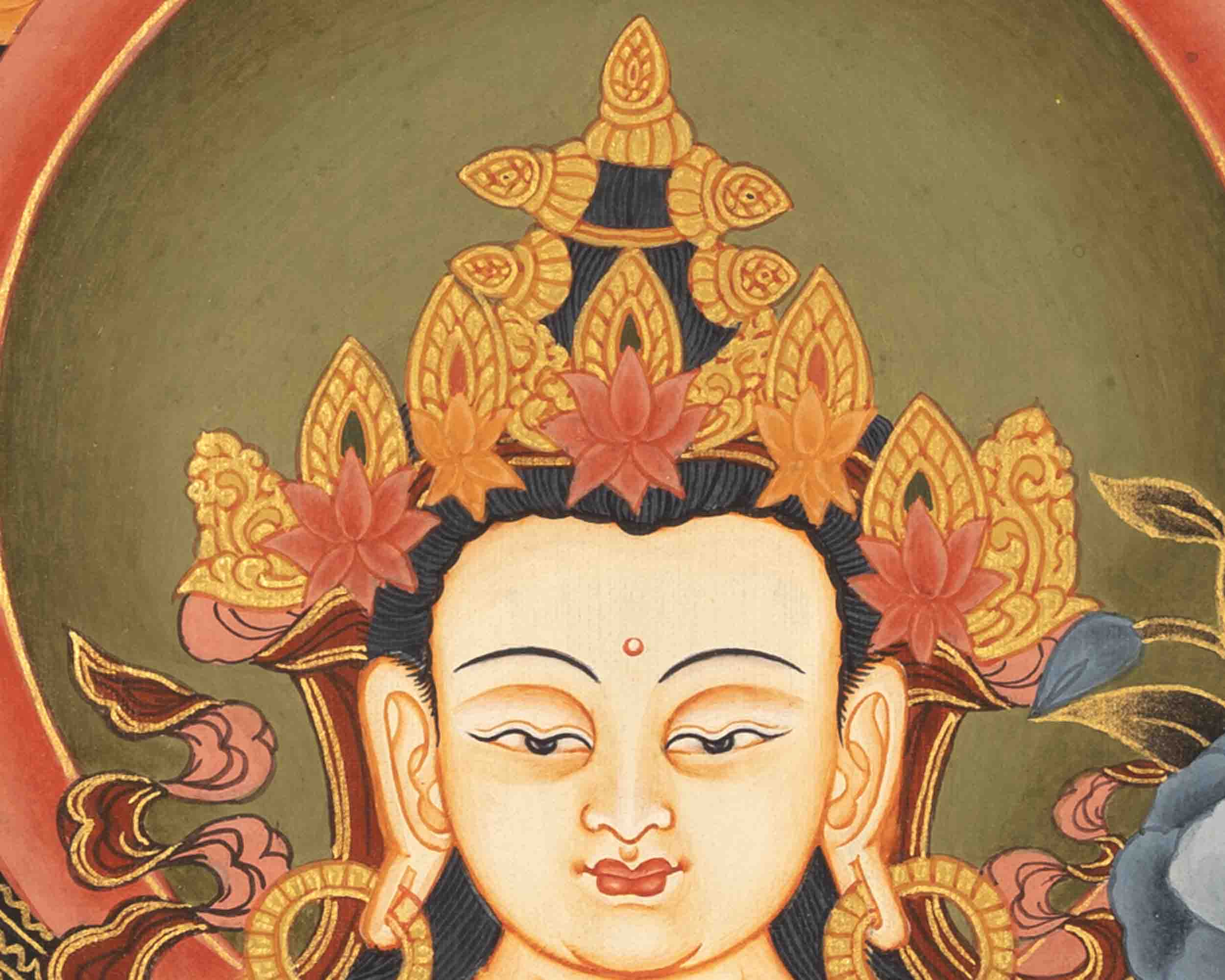 Four Armed Chenrezig Thangka | Tibetan Avalokiteshvara of compassion