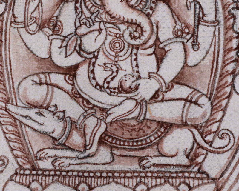 High-Quality Print For Ganesha Mantra | Ganesh On Kalash Drawing For Ceremonies