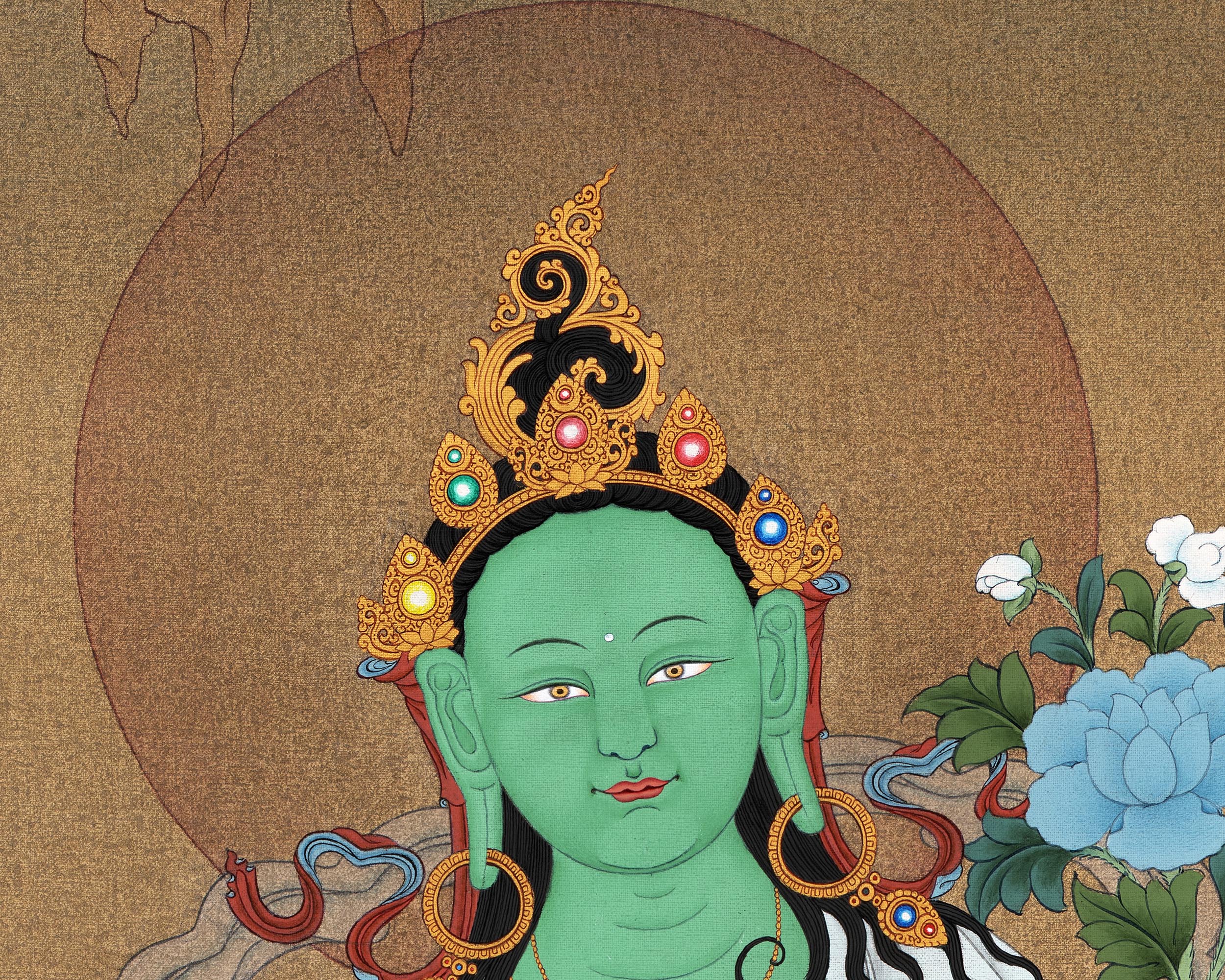 Green Tara Canvas Print | Buddhist Tara Print | High Quality Giclee