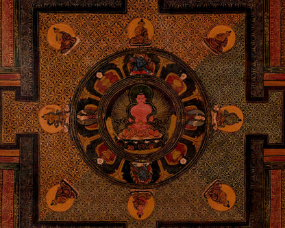 Amitayus Buddha Mandala | Traditional Tibetan Thangka | Wall Decors