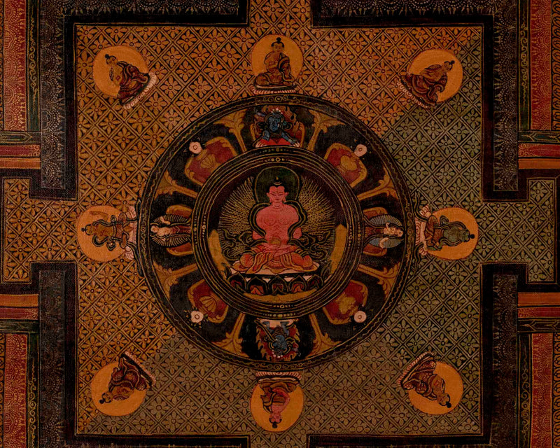 Amitayus Buddha Mandala | Traditional Tibetan Thangka | Wall Decors