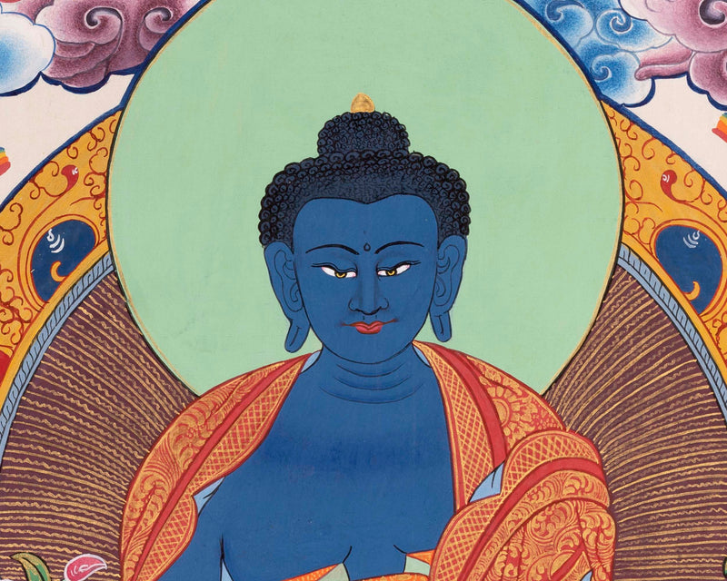 Medicine Buddha Thangka | Tibetan Healing Blue Buddha