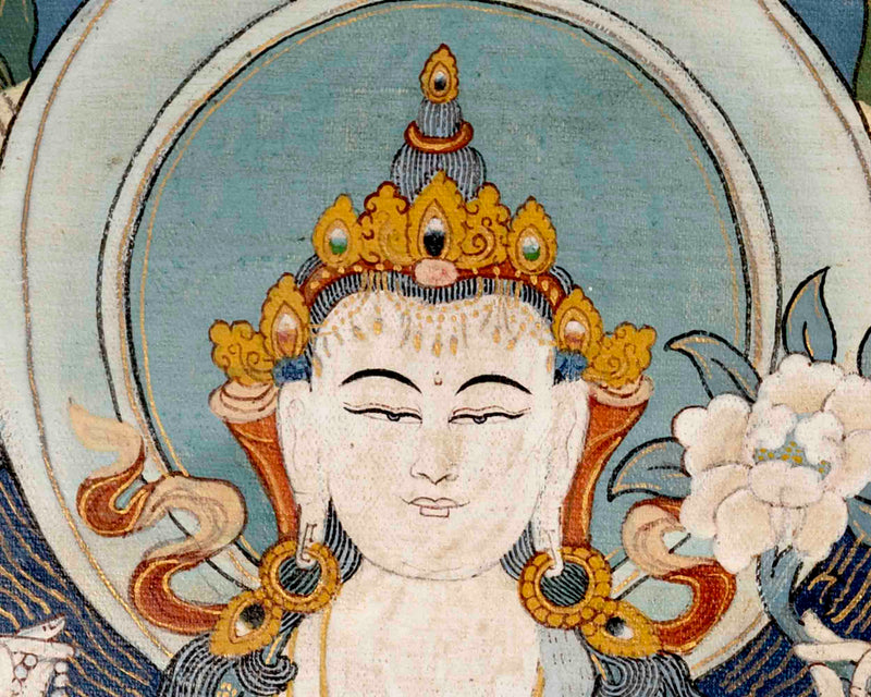 Avalokiteshvara Chengrezig Thangka | Religious Boddhisattva Art | Buddhist Gift