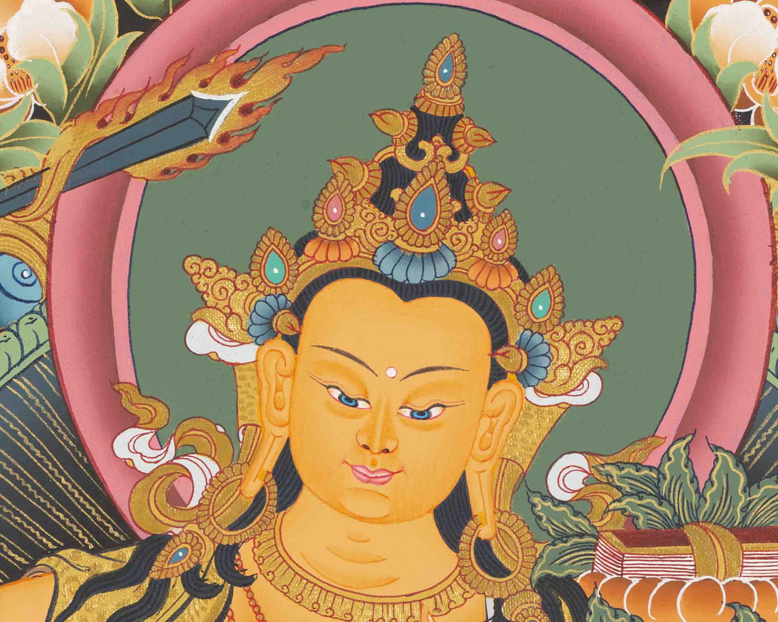 Manjushree Thangka Painting | Bodhisattva Of Wisdom | Religious Decors