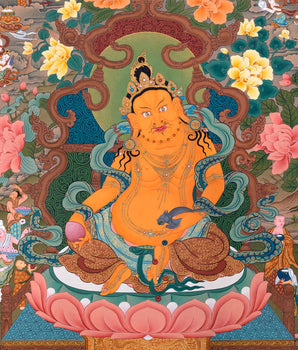 Jambala, Dzambhala Thangka Painting, Tibetan Thangka Print
