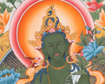Buddhist Green Tara | Healing Female Deity Thangka