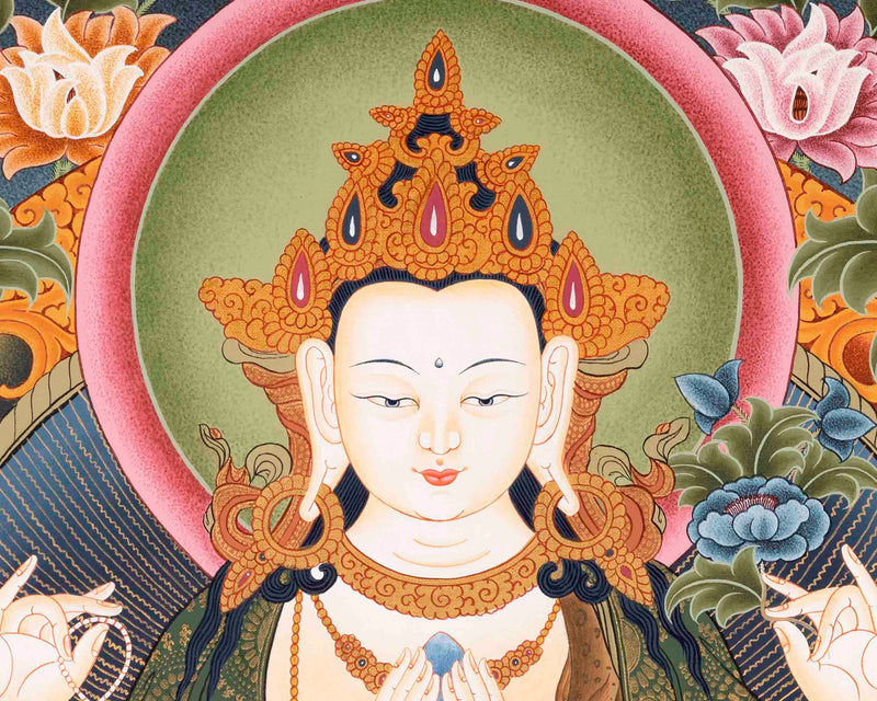 Avalokiteshvara Chengrezig | Wall Hanging Yoga Canvas Thangka