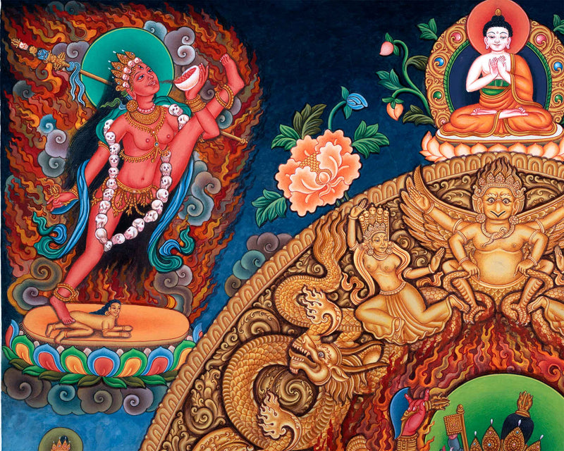 Sacred Presence Dakini Thangka Print | Beautiful Wall Decor of Dakini | Traditional Artwork