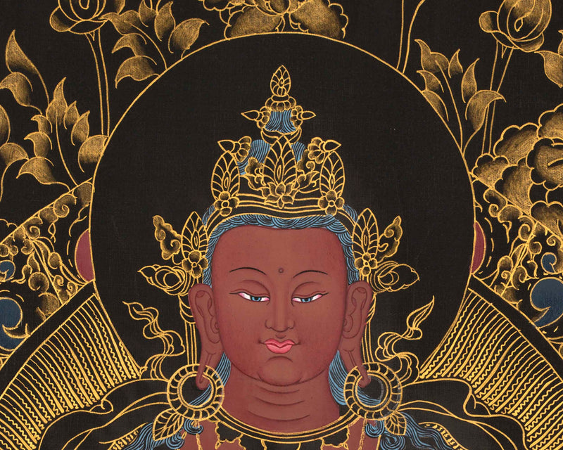Amitayus Buddha Thangka | Religious Handpainted Art | Gift for Buddhist
