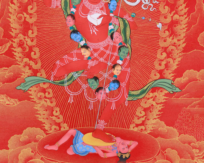 Traditional Vajrabarahi Thangka in Red and Gold | Vajrayana Art