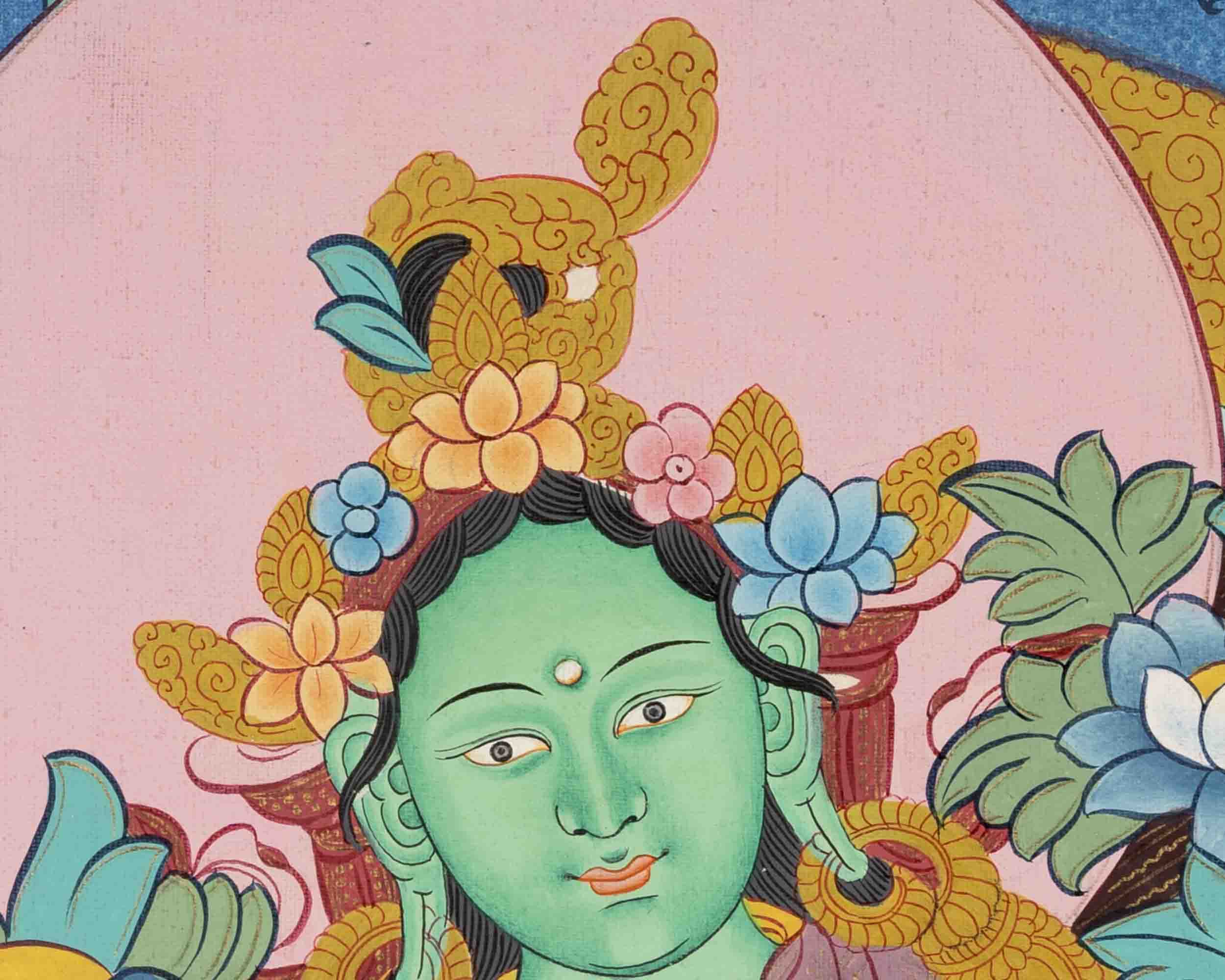 Green Tara Thangka | Healing Female Deity | Buddhist Gift Ideas