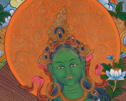 Green Tara | Traditional Buddhist Thangka | Wall Decors