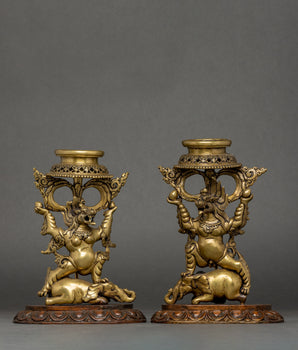 Vintage Lion Oil Lamp