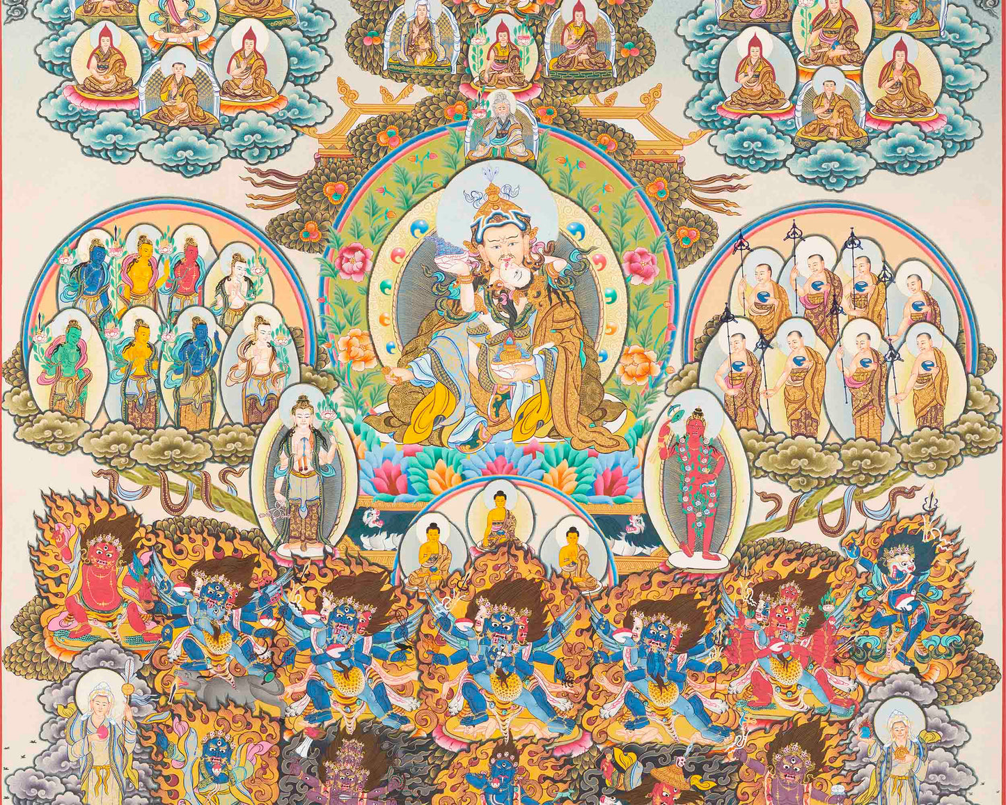 Guru Rinpoche Lineage Tree | Thangka Print | Digital Wall Decors