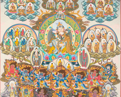 Guru Rinpoche Lineage Tree | Thangka Print | Digital Wall Decors