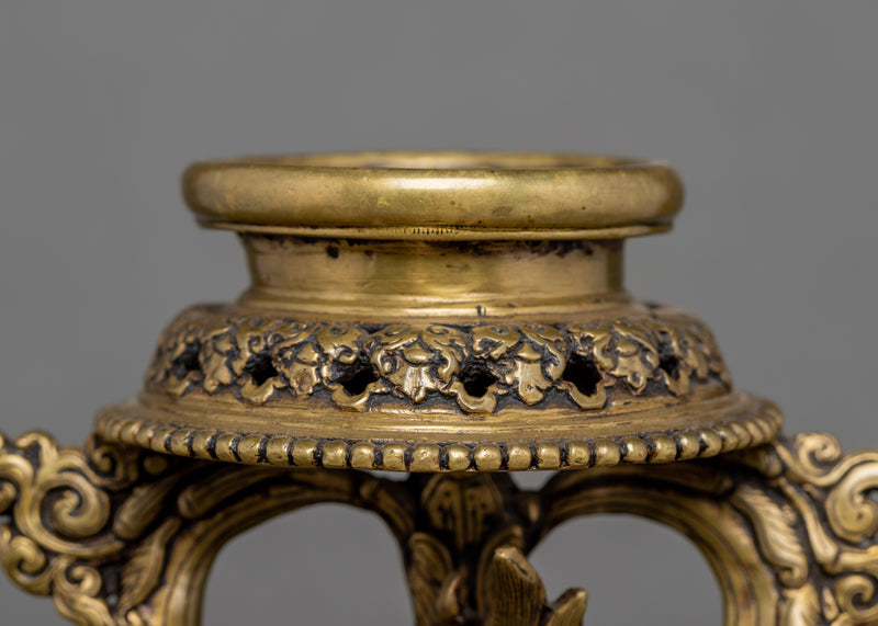 Vintage Lion Oil Lamp Set | Tibetan Home Decor | Ancient Practices