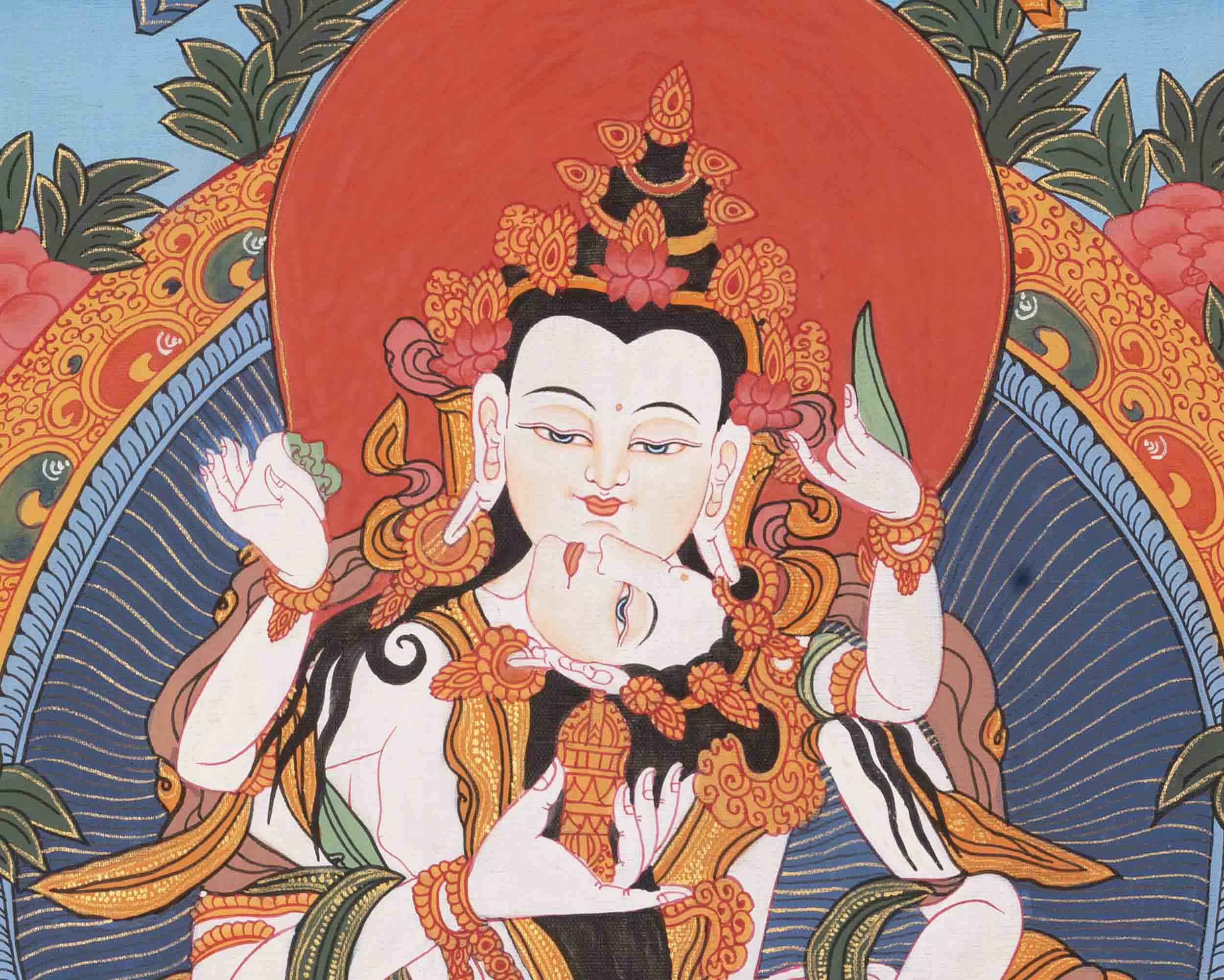 Vajrasattva Shakti Thangka | Traditioanl Tibetan Art | Wall Decors