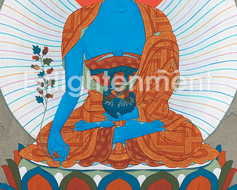 Blessings of the Medicine Buddha | Hand-Painted Tibetan Thangka Painting | Spiritual Wall Hanging Decor