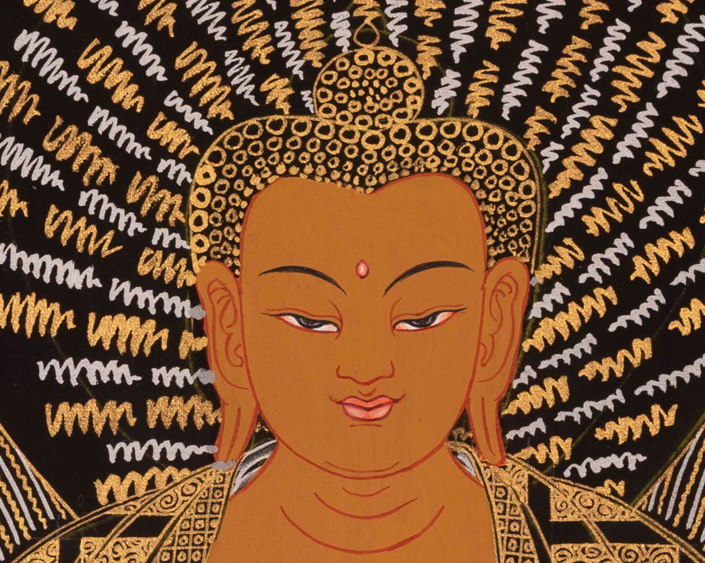 Buddha Shakymuni Thangka | 24K Gold Painted Art