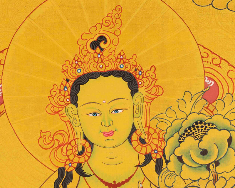 Hand-Painted Green Tara |  Tibetan Wall Decor Thangka