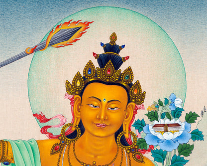 Bodhisattva Manjushri | Buddhist Deity | Digital Thangka Print