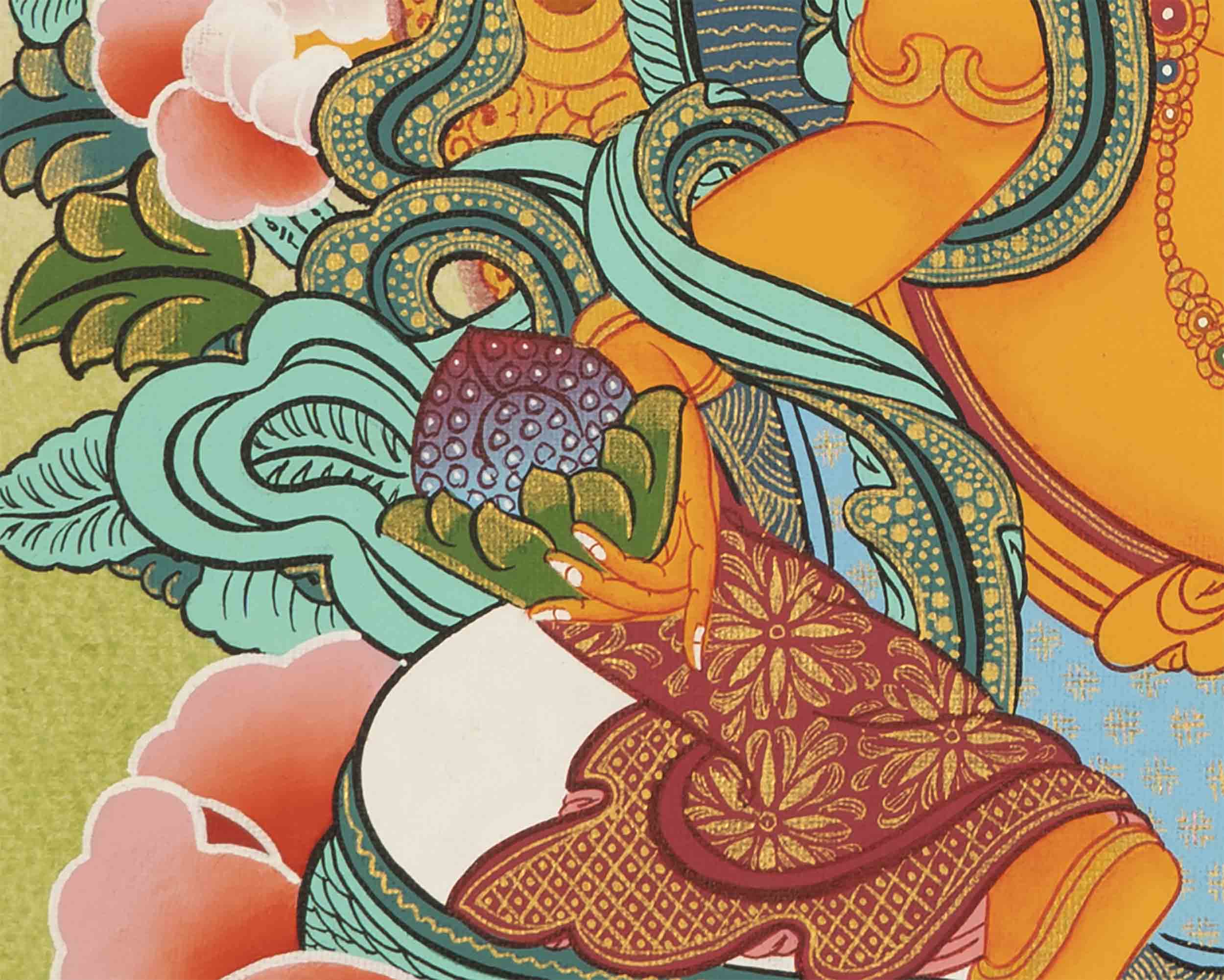 Handpainted Dzambala Kubera | Religious Thangka Art | Wall Decors