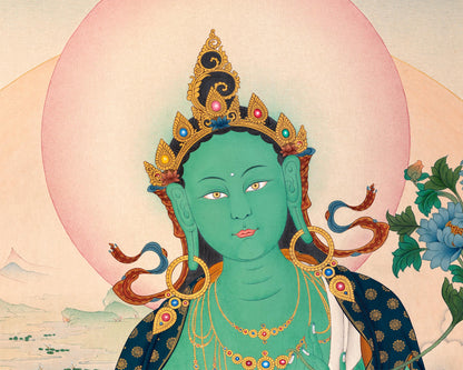 Green Tara Thangka Print | Digital Canvas Print