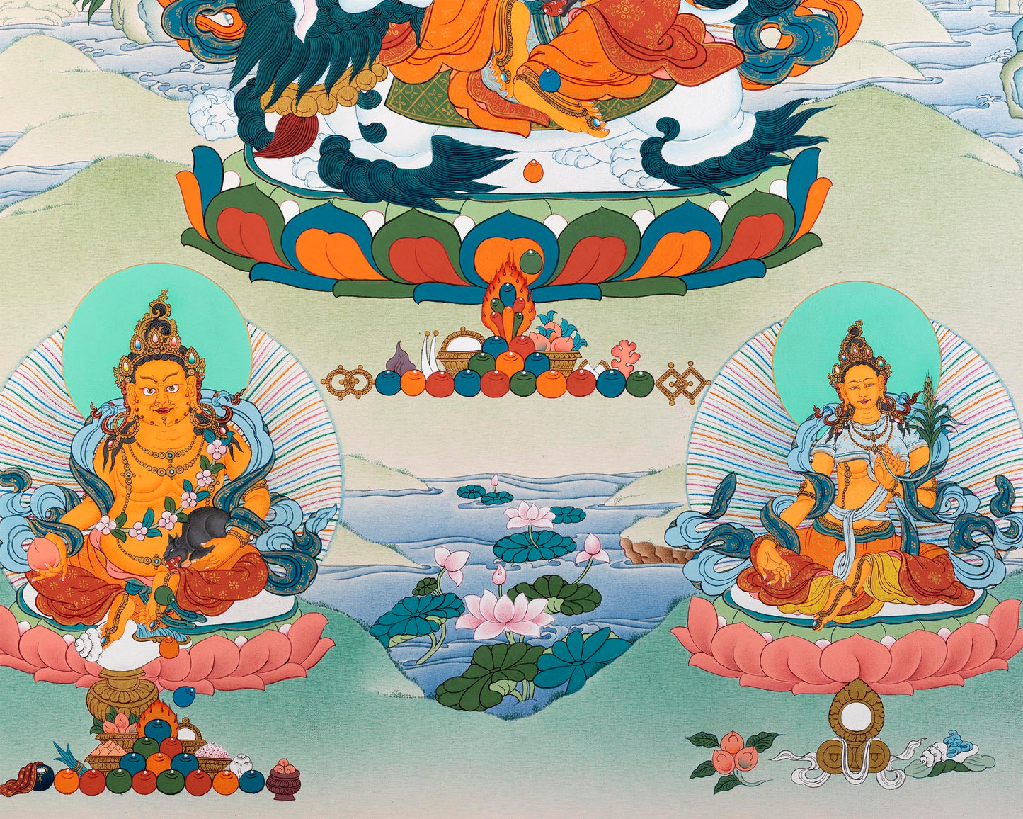 Namtoshe With Others Thangka | Jambala And Vasundhara | Digital Print