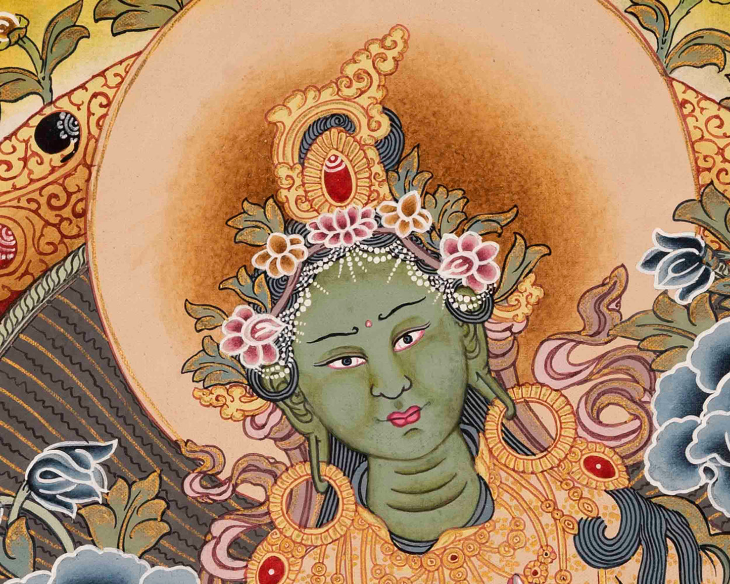 Green Tara Thangka | Traditional Artwork | Wall Hanging Decors