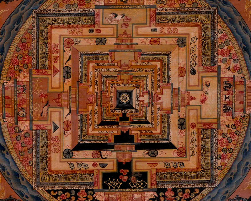 Handpainted Kalachakra Mandala | Traditional Tibetan Thangka | Wall Decors