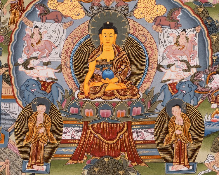 Buddha life Story | Vintage Buddha Thangka