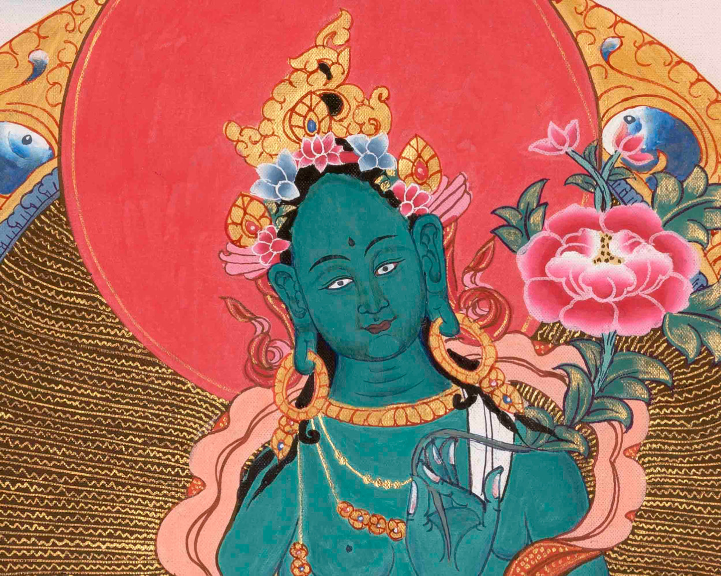 Green Tara Thangka | Religious Buddhist Art | Wall Decors