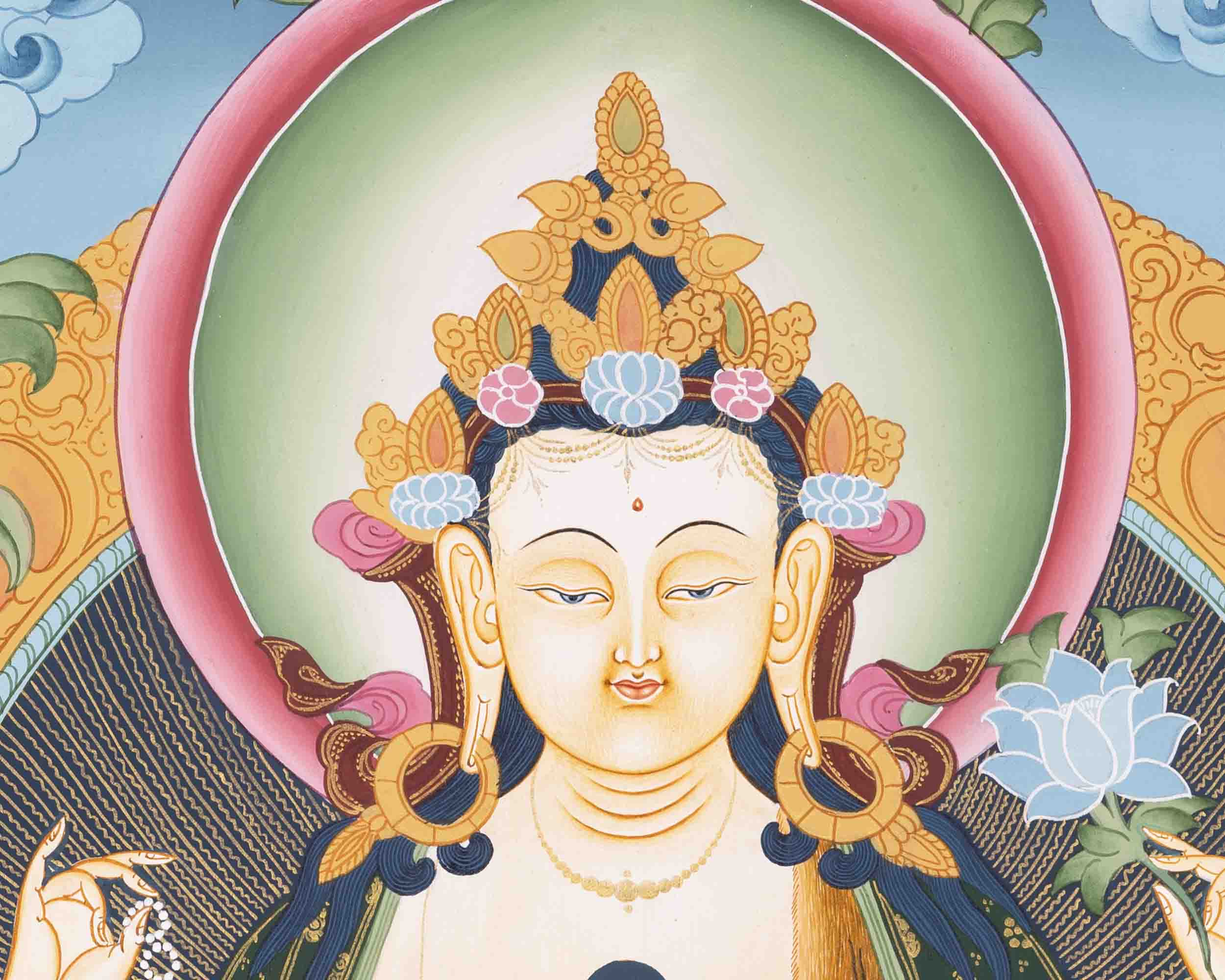 Avalokitesvara Chenresig Thangka | Religious Buddhist Art | Buddhist Gifts